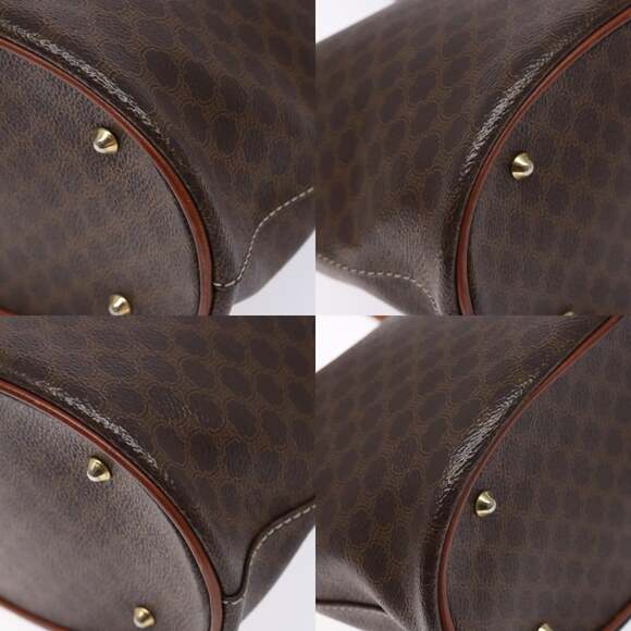 CELINE Macadam Canvas Hand Bag Pvc Leather Brown Gold - Picture 10 of 12